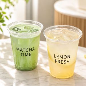 Gobelets en plastique PET transparents avec logo personnalisé pour matcha, thé au lait, jus de citron, boissons glacées, café à emporter, fournisseur d'emballages pour boissons froides - Product Image 1