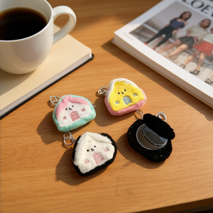 Porte-clés miroir miniature 3D en peluche 12x11cm, porte-monnaie portable pour femmes et filles, accessoire - Product Image 5