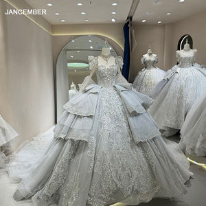 DW0042 Vestidos de novia modernos Nuevo diseño de encaje de manga completa <span class=keywords><strong>Boe</strong></span> Bordado Vestido de baile con lentejuelas con decoración de cristal Capilla - Product Image 1