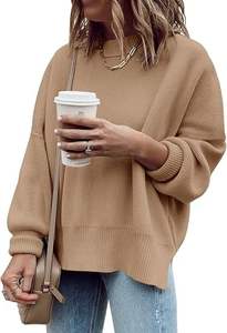 Womens Oversized Tunic Sweaters Fall <strong>Slouchy</strong> Long Sleeve Ribbed Knit Side Slit Pullover <strong>Jumper</strong> - Product Image 3