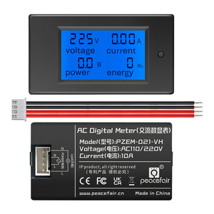 PZEM-021-VH Peacefair Voltmètre monophasé numérique, wattmètre, compteur d'énergie 220V 10A, analyseur de puissance électrique certifié CE/FCC - Product Image 1
