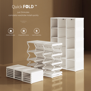 High Quality Closet Room Furniture <strong>Clothes</strong> Folding Plastic Wardrobe <strong>Storage</strong> Cabinet - Product Image 2