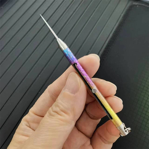 Pure Titanium Toothpick Holder One Piece Push Pull Type Portable Spring Loaded Titanium Alloy Toothpick Fruit Pick Multi Tool - Product Image 5