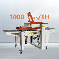 Machine de scellage de caisses DBJ-4030 fiable, scelleuse automatique de ruban supérieur et inférieur pour l'exportation, la palettisation et la construction