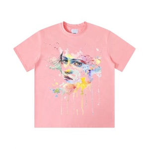 Personnalisation T-shirt rose à manches courtes, T-shirt imprimé DTG, T-shirts en coton pour hommes - Product Image 1