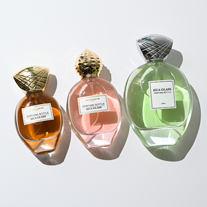 <span class=keywords><strong>Prix</strong></span> d'usine – Flacon de parfum vide transparent et arrondi de 30 ml, 50 ml, 75 ml, 100 ml, avec couvercle irrégulier en alliage de zinc Zamac de luxe et emballage cadeau - Product Image 5