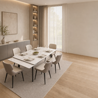 Nouvelle table à manger et ensemble de chaises rectangulaires multifonctionnelles extensibles en marbre épaissi, style minimaliste italien pour la maison