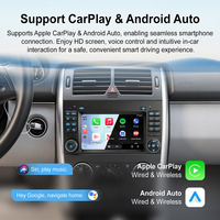Lecteur multimédia sans fil CarPlay Linux 7 pouces IPS, radio FM 15 bandes, égaliseur, caméra et commande au volant pour Mercedes-Benz
