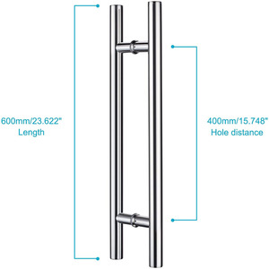 24 inch thương mại cấp-304 thép không gỉ đẩy kéo cửa xử lý gương đánh bóng <span class=keywords><strong>Chrome</strong></span> kết thúc Barn cửa kính kéo xử lý - Product Image 2