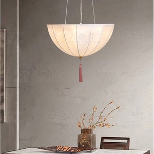 Vintage Silk Satin Chandelier Round E27 40cm 50cm 60cm 80cm Japanese Style For <b>Dining</b> Living Bedroom B&B <b>Lighting</b> - Product Image 1