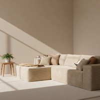 Juego de Sofás Seccionales Modulares de Lujo Moderno, Tela de Pana, Espuma Comprimida, Muebles de Sala de Estar, Sofá en Forma de L