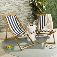 Chaise pliante en bois massif avec rayures naturelles, en toile marine, pour l'extérieur, pour la plage, nouvel arrivage