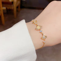 Bracelet à breloques en feuille plaqué or Resoul avec zircon cubique et opale, bracelet coulissant, bracelets d'été pour femmes