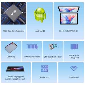 Tablette Android PC 10 Pouces 8 Go 128 Go Wifi 5G Allwinner avec Stylet et Clavier, Écran IPS pour Jeux, Éducation et Usage Professionnel - Product Image 3