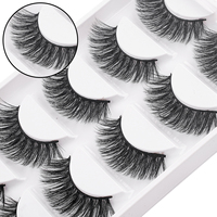 5 paires de faux cils en vison volumineux et duveteux, naturels, épais et légers, réutilisables, avec bande souple, pour un maquillage des yeux au quotidien et pour les soirées