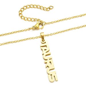 Collier pendentif signe du zodiaque vertical pour homme et femme |   Bijoux Astrologiques et Horoscopes Personnalisés en Acier Inoxydable Plaqué Or 18K - Product Image 3