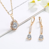Ensemble de bijoux plaqué or 18 carats avec pendentif en zircone, ensemble de bijoux plaqué or 18 carats, collier pour femmes