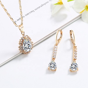 18K 금도금 펜던트 지르코니아 보석 세트 이탈리아 금도금 보석 세트 목걸이 세트 여성용 - Product Image 4