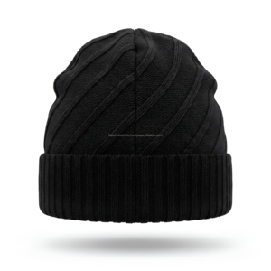 Unisex Black Acrylic Knit Beanie <b>Hat</b> 56-58CM Casual Winter Warm Cap Computer Knitted Solid Color Adult Wear - Product Image 1