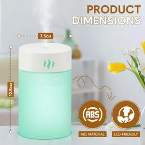 เครื่องสร้างไอน้ำตั้งโต๊ะแบบ USB ขนาดเล็กไฟ LED กลางคืนเครื่องเพิ่มความชื้นในอากาศไร้เสียงอัลตราโซนิคสำหรับรถยนต์และใช้งานกลางแจ้งด้วยไฟ5โวลต์ - Product Image 6