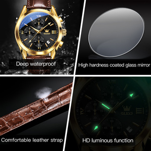OLEVS-Reloj de pulsera de cuarzo para hombre, de lujo, de cuero genuino, impermeable, con logo oem, fase lunar, 2872 - Product Image 5