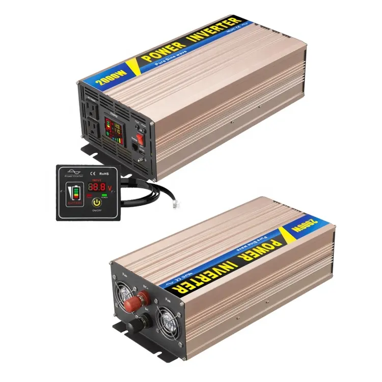 Inversor de potencia de onda sinusoidal pura, transformador de 2000W, 12V/24V/48V de CC a 110V/220V de CA