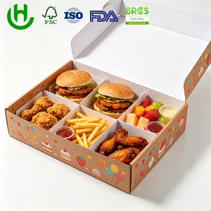 Boîte à emporter en papier kraft personnalisée avec insert séparateur, couvercle pliable, boîte d'emballage alimentaire <span class=keywords><strong>pour</strong></span> hamburgers et <span class=keywords><strong>poulet</strong></span> frit - Product Image 2