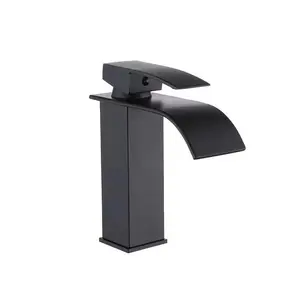 Black Copper Core Cold And Hot Wash Basin Faucet Wash Basin Bathroom Bathroom Countertop Basin Household Waterfall Faucet