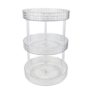 Transparent Plastic Rotating Shelf 3 Tier Cosmetic Desktop Storage Organizer for Makeup and Skincare - Product Image 2