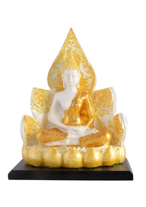 Statue de Bouddha en résine, design lotus doré et blanc, décoration spirituelle zen pour la maison, ornement de table d'intérieur, élégante pièce d'art pour le salon - Product Image 4