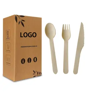 17cm Shenzhen Single Use Eco Friendly Bamboo Wooden Cutlery Sets Knife Fork Spoon With White Paper Napkin