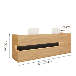 Mostrador de Recepción Moderno <span class=keywords><strong>para</strong></span> Oficina, Mostrador de Recepción Pequeño de Madera con Luz LED <span class=keywords><strong>para</strong></span> Hotel, Salón, Clínica - Product Image 2