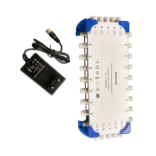 High Quality Professional Digital Satellite TV Multiswitch 5 in 16 Cascadable Diseqc High Definition Metal
