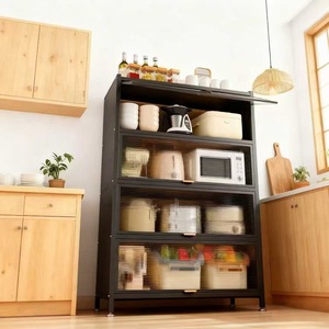 Kitchen Storage <b>Rack</b> Multi Layer Metal Cabinet With Doors Dustproof For <b>Microwave</b> Oven Household Use Modern Design - Product Image 4