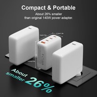 Chargeur universel de voyage GaN 140W 4 ports PD3.1 à charge rapide, adaptateur de charge avec prise EU/AU/US/UK pour ordinateur portable et smartphone
