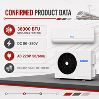 Climatiseur Solaire Hybride DC 80-380V AC 110-240V 36000BTU 3HP Inverter Mural Split R410A Robuste pour Usage Domestique