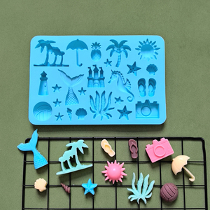 Molde de Silicona con Múltiples Formas de Playa Veraniega <span class=keywords><strong>para</strong></span> Manualidades con Resina, Fabricación de Jabón de Chocolate, Molde de Caramelos de Chocolate <span class=keywords><strong>para</strong></span> Decoración de Pasteles - Product Image 6