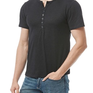 Camiseta Henley de Manga Corta para Hombre, Color Sólido, Estilo Casual de Verano, Corte Regular, Deportiva, Poliéster/Algodón, Antiarrugas, Venta al Por Mayor - Product Image 1