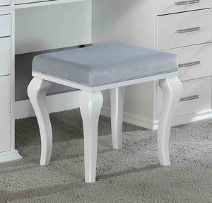Modern Solid Wood Vanity Padded <b>Stool</b> Set 8mm Glass Top Storage Drawers LED Lighted Luminous White Finish for Room - Product Image 4