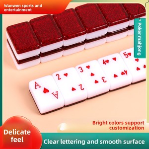 Poker Mahjong, Marca <span class=keywords><strong>de</strong></span> Moda, Malasia, Singapur, <span class=keywords><strong>Rummy</strong></span>, 2/4 Colores, Estilo Mahjong, Tacto Suave, Lavable con Agua, Grabado Nítido - Product Image 3