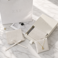Boîte à bijoux en carton personnalisée ZXF avec logo, différentes tailles, imprimée, avec pochette en microfibre suédée