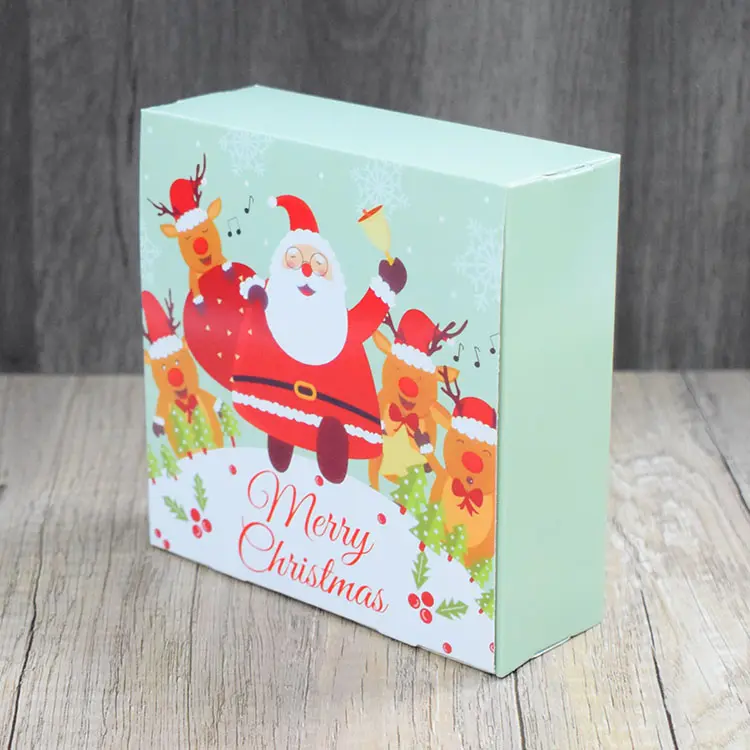 Custom Printed Christmas New Year White Cardboard Paper Square Packaging Gift Box