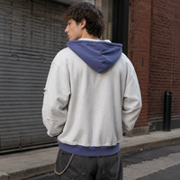 Sweat à capuche personnalisé avec logo, effet vieilli, pour hommes et femmes, bicolore, en molleton de coton épais, style streetwear, OEM, faible MOQ, violet