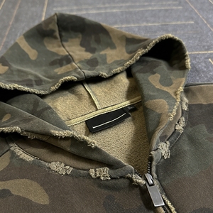 <span class=keywords><strong>Felpa</strong></span> con <span class=keywords><strong>Cappuccio</strong></span> <span class=keywords><strong>Vintage</strong></span> Personalizzata 100% Cotone, Giacca con Zip Effetto Camouflage Invecchiato per Uomo, Abbigliamento Streetwear - Product Image 2
