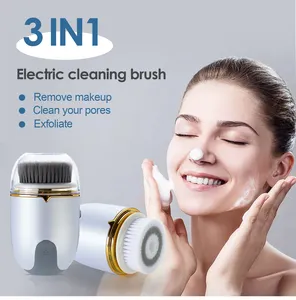 Escova de limpeza facial elétrica de silicone, recarregável, cuidados com a pele, ferramentas de beleza femininas