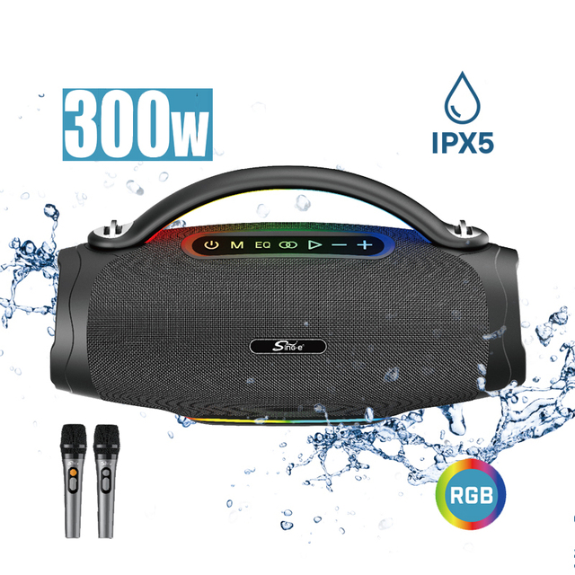 ZQS-V95 300W Speakers Subwoofer IPX5 Waterproof Loud Speaker RGB Light Portable Speaker with Handle for Outdoor