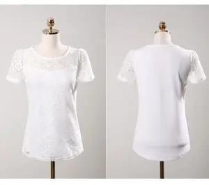 Xqm blusa de chiffon com renda e crochê, camisa feminina coreana, blusa branca justa