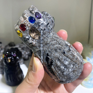 Sıcak satış obsidyen <span class=keywords><strong>Infinity</strong></span> dayağı oyma el oyma kristal el sanatları hediye için Yooperlite 7 çakra yumruk oyma - Product Image 4