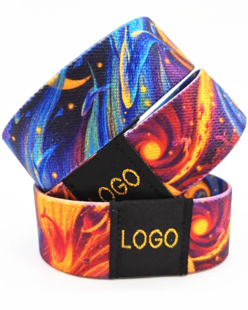 Atacado 2021 poliéster elástico pulseira personalizada tecido de transferência de calor impressão elastic wrist band para evento