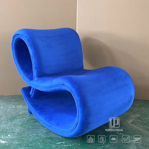Sillón Curvo de Terciopelo Azul Real de Primera Calidad, Sillón Clásico Moderno para Sala de Estar, Sillas de Terciopelo - Product Image 1